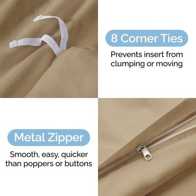 Beige Full Size Premium Microfiber Duvet Cover Set