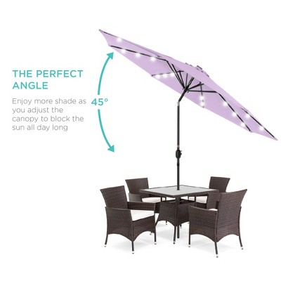 Lavender 10ft Solar LED Lighted Patio Umbrella with Tilt Adjustment