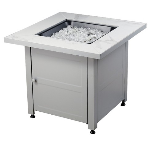 Square Outdoor Gas Fire Pit Table, White Fire Pit Table