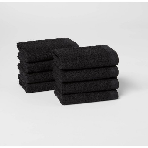 8pc Antimicrobial Washcloth Set Black - Room Essentials™