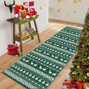 Christmas Area Rug, Washable Snowflake Holiday Accent Rug, Non Slip Low Pile Decorative Boho Carpet for Home - 1 of 4