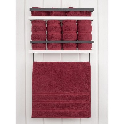 Luxury Burgundy Red Turkish Cotton Hand Towel Set, 16 x 28 inches, 4 Pieces