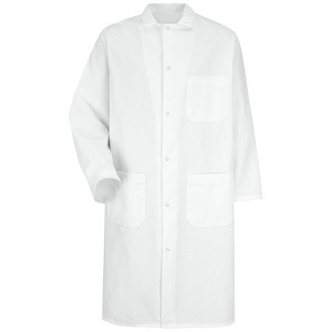 Red Kap Gripper-Front Butcher Frock With Interior Pocket, White - 2X Large