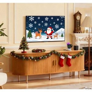 Fluted Side board, Buffet Cabinet, Tambour Sliding Doors Coffee Bar| TV Stand Power Outlet Media Console - 1 of 4