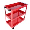 Vynxaria 3-Tier Utility Storage Shelves - Heavy Duty Rolling Tool Cart with Lockable Wheels, Red, 450 LBS Capacity - 2 of 4