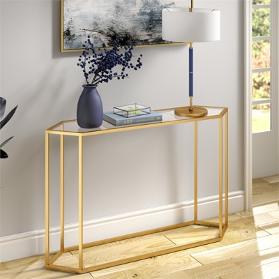 Gold Hexagonal Glass and Metal Hallway Table