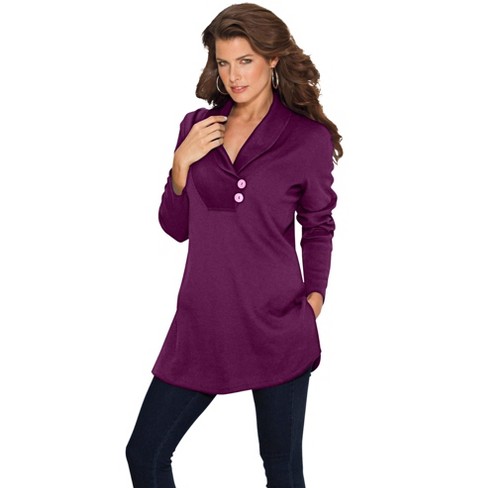 Roaman's Women's Plus Size Thermal Shawl-Collar Tunic - image 1 of 4