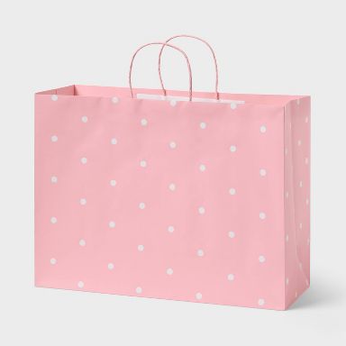 XL Polka Dots Gift Bag Pink/White - Spritz™