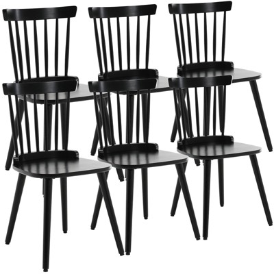 Bekrvio Windsor Dining Chair-Farmhouse Solid Wood Spindle Back Side Chair Mid-Century Modern Black Armless Kitchen Chair for Dining Room Restaurant