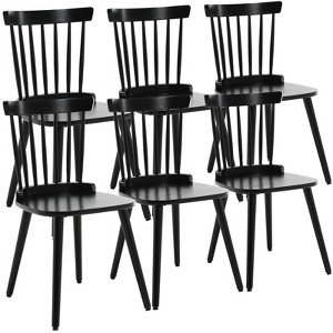 Bekrvio Windsor Dining Chair-Farmhouse Solid Wood Spindle Back Side Chair Mid-Century Modern Black Armless Kitchen Chair for Dining Room Restaurant - 1 of 4