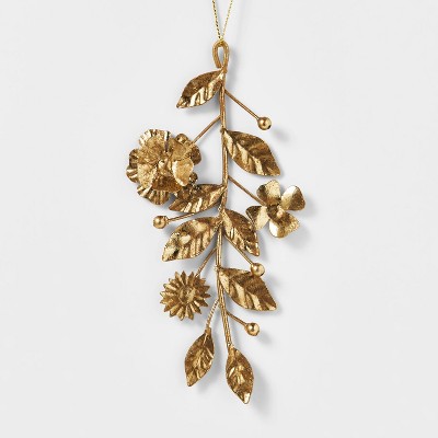 Metal Spring Leaves and Flowers Christmas Tree Ornament Gold - Wondershop™