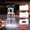 Angel Sar 3ft Stacked LED Christmas Gift Boxes, 200 Warm/Cool White Lights with Acrylic Beads, Outdoor Lighted Decoration with Golden Bow - 4 of 4