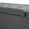Gulches Light Grey Fabric Storage Ottoman - 28.75"W¡Á23.25"D¡Á18.5"H, Tufted Waffle Stitch, Birch Legs for Living Room - 2 of 4