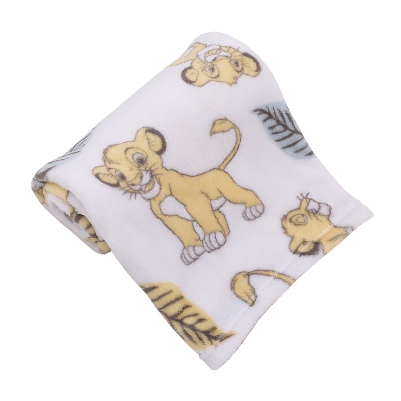 Disney Lion King Super Soft White, Yellow, Green Simba Leaves French Fiber Baby Blanket, 1 of 6