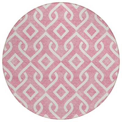 Blush And Ivory Geometric Washable Indoor Outdoor Area Rug