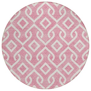 Blush And Ivory Geometric Washable Indoor Outdoor Area Rug - 1 of 4