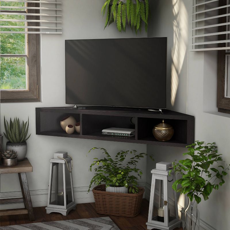 Tybo Open Shelves Corner Floating Console TV Stand for TVs up to 50" - HOMES: Inside + Out, 6 of 8