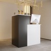 FUFU&GAGA Reception Desk with Lockable Drawers Round Table Black & White - image 2 of 4