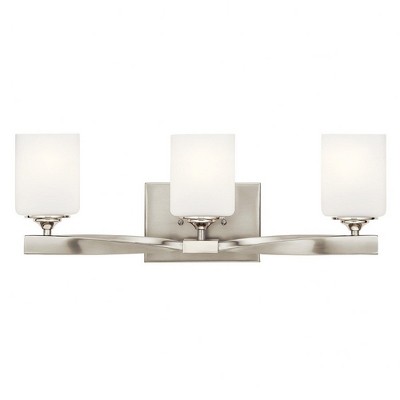 Champagne Finish 3-Light Vanity with Satin Etched Glass