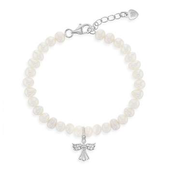 Girls' Guardian Angel Cultured Pearl Strand Bracelet Sterling Silver - In Season Jewelry