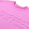 Amaryllis Women's Oversized Sweatshirt with COFFEE Embossed Text Long Sleeves and Ribbed Cuffs - 2 of 4