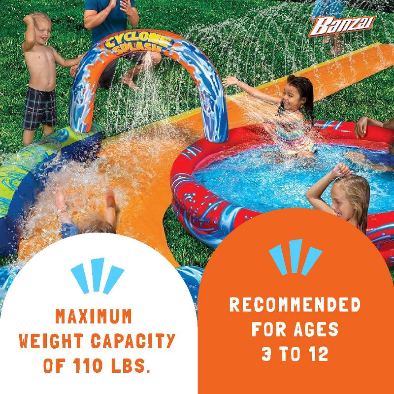 Banzai Cyclone Splash Water Park Outdoor Backyard Inflatable Toy with Sprinkling Slide and Kiddie Pool,, 4 of 7