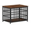 Furniture Style Dog Crate with Iron Frame and Double Doors,43'' Indoor Pet Kennel with Wheels and Open Top Side Table Dog Cage - LAOTIES - 4 of 4