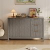 46.5" Fluted Sideboard Buffet Cabinet, Oak Finish Storage Cabinet with 3 Drawers & Adjustable Shelf, Modern Console Table - 3 of 4
