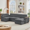 112.9" Convertible Sectional Sofa with Storage Ottoman, Pull-Out Sleeper, USB Charging, Hidden Storage & Rotating Side Table - 3 of 4