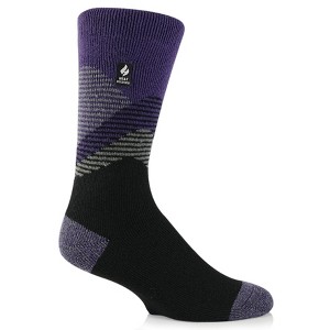 Heat Holder® Men's LITE™ Mountains Crew Socks| Thermal Yarn | Medium-Thick Socks Casual Shoes + Boots | Warm + Soft, Hiking, Cabin, Cozy at Home Socks | 5X Warmer Than Cotton - 1 of 2