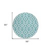 Teal Blue And Ivory Geometric Washable Indoor Outdoor Area Rug - 3 of 4