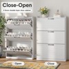 Shoe Cabinet with Flip Louvered Doors, Narrow Shoe Rack with Metal Hinges - 4 of 4