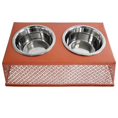 Apricot Brandy Stainless Steel Elevated Dog Feeder with 1 Pint Bowls