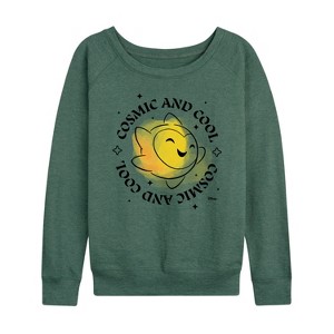 Women's - Disney - Cosmic Cool Star Lightweight French Terry Wide Neck Long Sleeve Shirt - 1 of 4