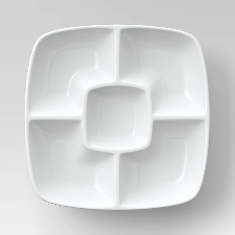 Square Porcelain Divided Serving Platter 11.5" White - Threshold&#8482;, 2 of 5