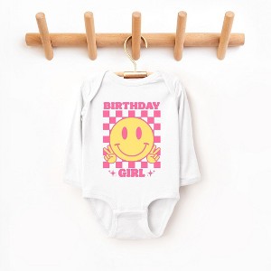 The Juniper Shop Birthday Girl Checkered Baby Long Sleeve Bodysuit - 1 of 3
