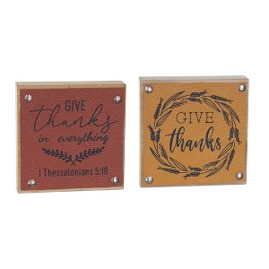 Tabletop Give Thanks Fall Sign Set of 6 – 5" Square MDF Seasonal Accent by Melrose - 1 of 4