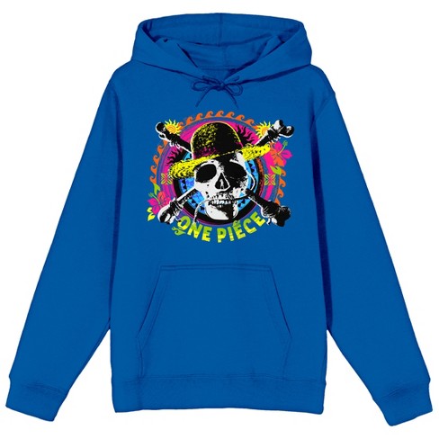 One Piece Neon Skull Adult Royal Blue Hoodie Target