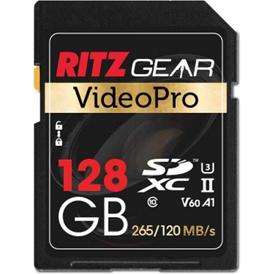 Ritz Gear High-Speed SDXC UHS-II SD Card, C10, U3, V60, Full-HD & 8K, for DSLR Video Cameras