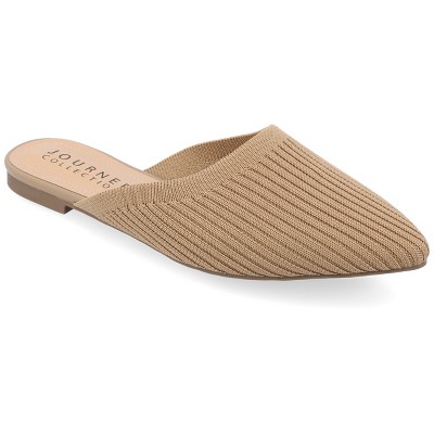 Journee Collection Womens Medium and Wide Width Aniee Slip On Almond Toe Mule Flats
