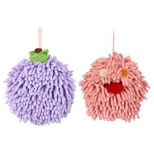 REGALWOVEN 2 Pcs Cute Comfortable Soft Absorbent Chenille Fuzzy Hand Towel - 1 of 4