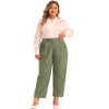 Agnes Orinda Women's Plus Size Business Work Elastic Waisted Long Straight with Pocket Suit Pants - 3 of 4