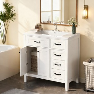 TIRAMISUBEST 36" Bathroom Vanity with Sink Combo Freestanding Bathroom Storage Cabinet with 2 Soft Door 5 Drawers for Bathroom - 1 of 4