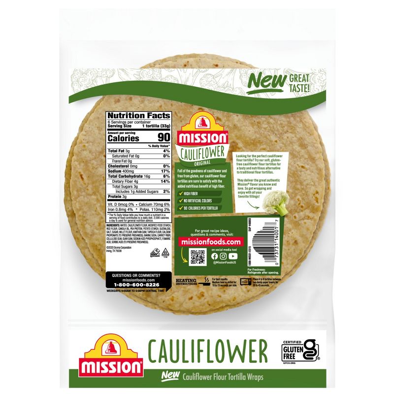 Mission Vegan Cauliflower Tortillas - 6ct, 3 of 11