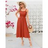 Women's Dress Casual Summer Spaghetti Strap Dress Button Down Sleeveless A Line Beach Swing Midi Sundress - 3 of 4