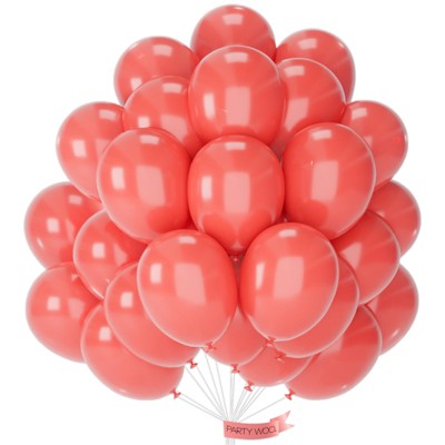 PartyWoo Balloons Coral Red Light 12 Inch 50 pcs