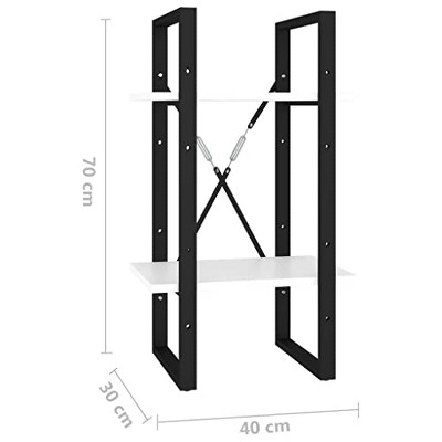 White and Black 2-Tier Engineered Wood Book Cabinet