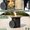 30" Propane Gas Fire Pit Table, 50000 BTU Round Outdoor Fire Pit with Wood Grain Steel Design, Patio Propane Table for Backyard, Deck, Garden – Black - 3 of 4