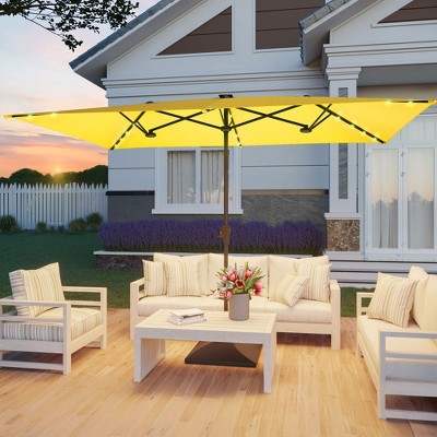 Sonkuki 10 x 6.5Ft Solar-powered Double-Sided Patio Umbrella with Large Canopy Outdoor Table Umbrella for Garden, deck and pool