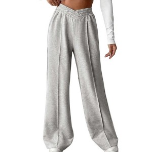 Cherie Code Women's Wide-Leg Sweatpants - High Waist, Cotton Blend, Casual Lounge Pants with Stretch Waistband - 1 of 4